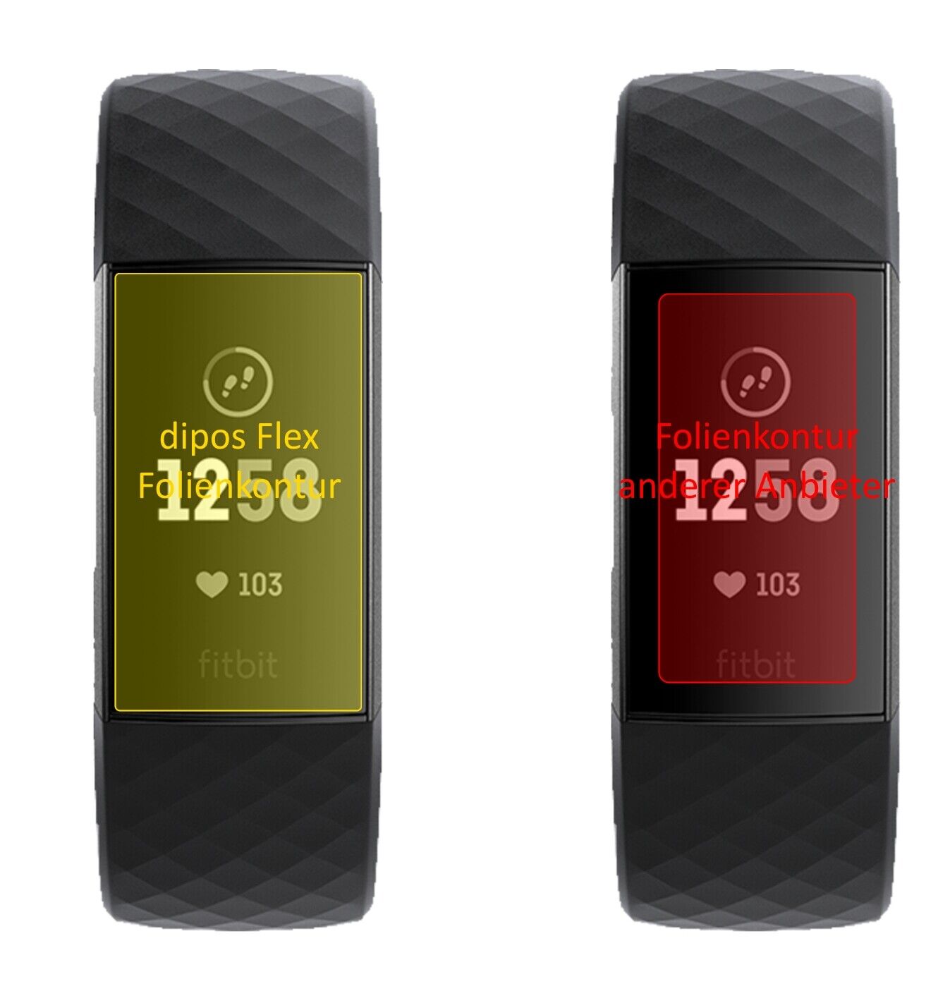 Klare Displayschutzfolie von dipos passend für Fitbit Charge 3, 100% Displayabdeckung und blasenfreie Montage