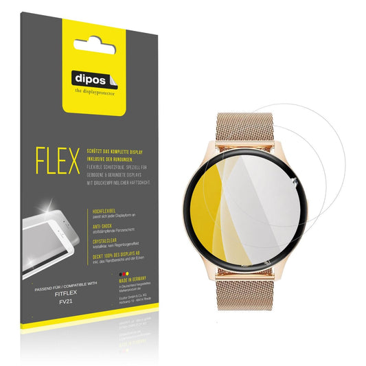 Klare Displayschutzfolie von dipos passend für FITFLEX FV21, 100% Displayabdeckung und blasenfreie Montage