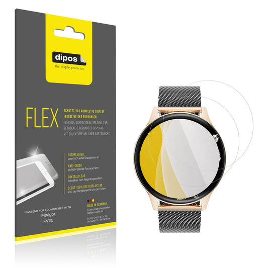 Klare Displayschutzfolie von dipos passend für FitVigor FV21, 100% Displayabdeckung und blasenfreie Montage