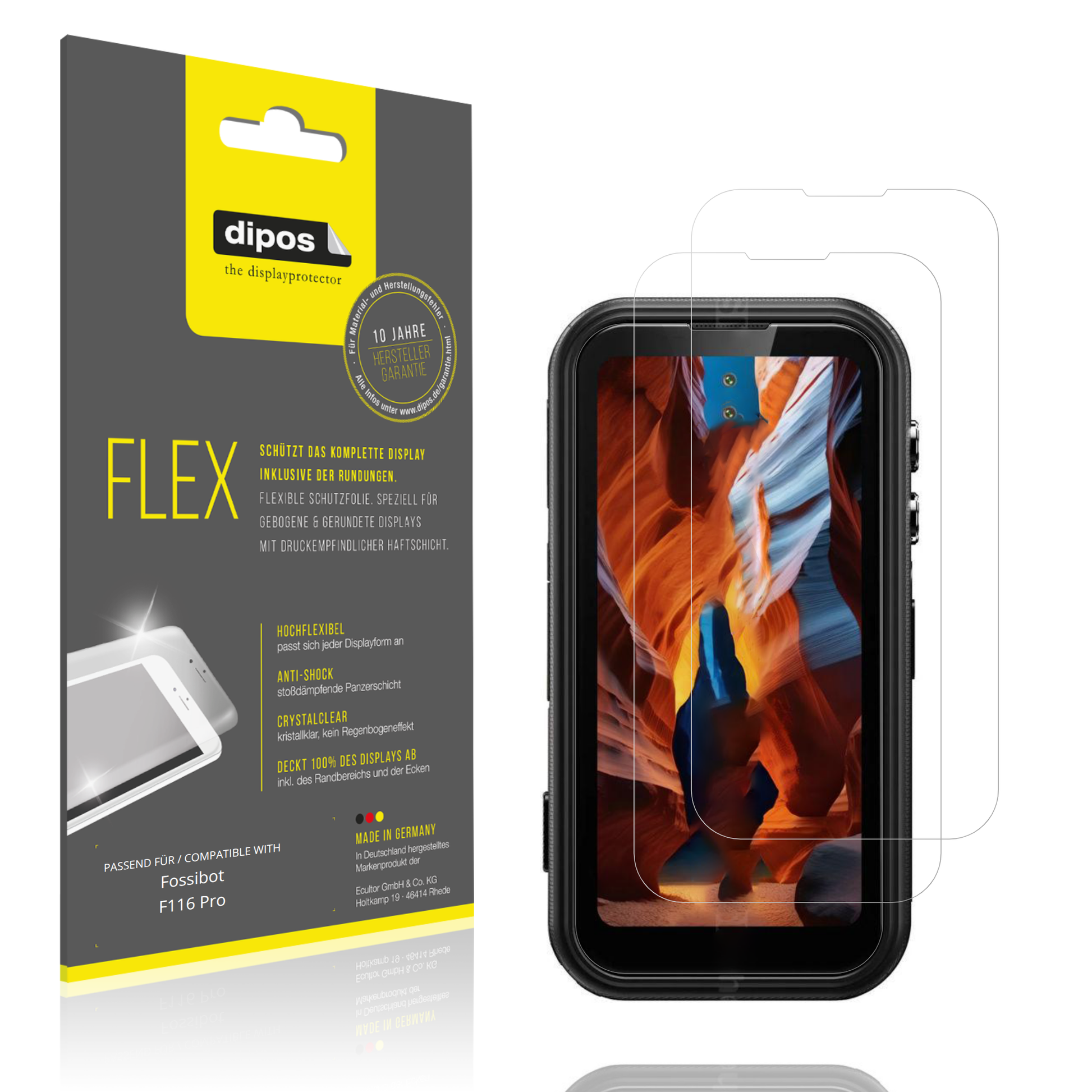 Klare Displayschutzfolie von dipos passend für Fossibot F116 Pro, 100% Displayabdeckung und blasenfreie Montage