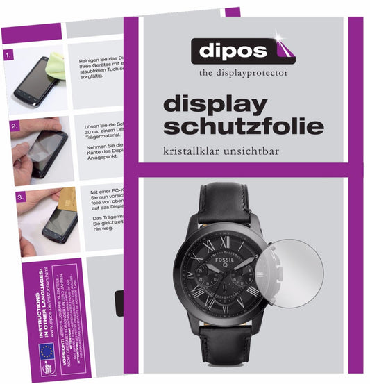Klare Displayschutzfolie von dipos passend für Fossil Q Grant (TPU), 100% Displayabdeckung und blasenfreie Montage