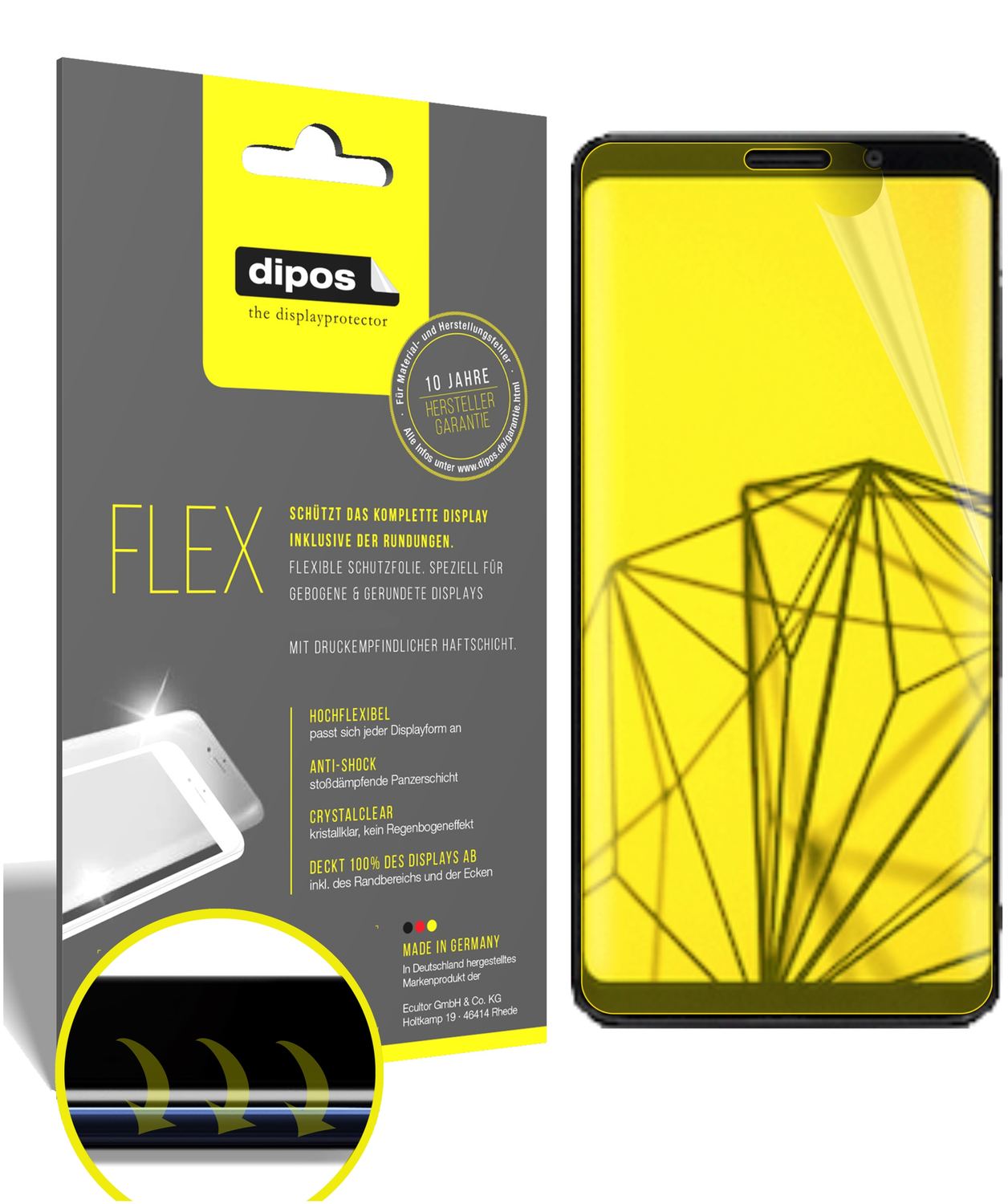 Klare Displayschutzfolie von dipos passend für Fx Tec Pro 1, 100% Displayabdeckung und blasenfreie Montage