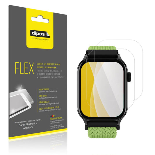Klare Displayschutzfolie von dipos passend für Garett Electronics Activity 3, 100% Displayabdeckung und blasenfreie Montage