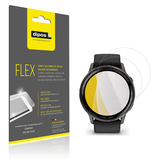 Klare Displayschutzfolie von dipos passend für Garmin D2 Air X15, 100% Displayabdeckung und blasenfreie Montage