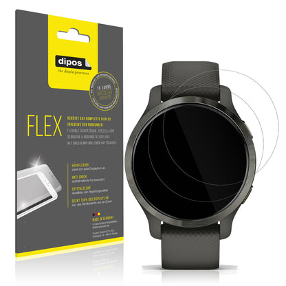 Klare Displayschutzfolie von dipos passend für Garmin Venu 2s, 100% Displayabdeckung und blasenfreie Montage