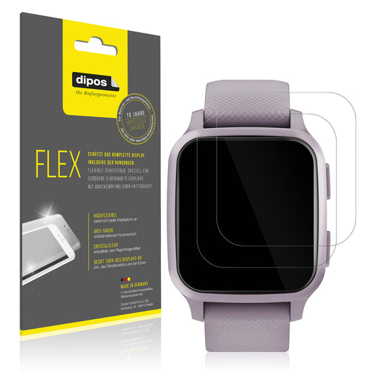 Klare Displayschutzfolie von dipos passend für Garmin Venu Sq 2, 100% Displayabdeckung und blasenfreie Montage