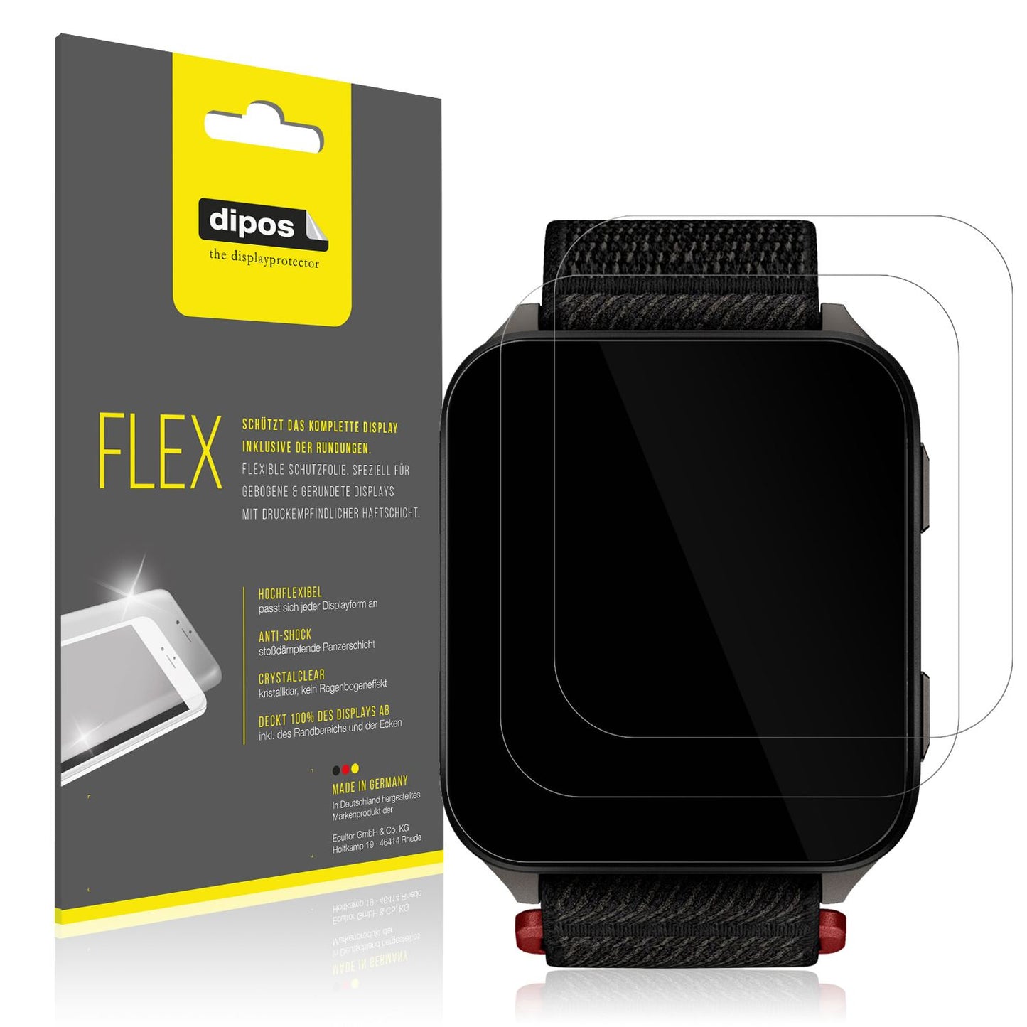 Klare Displayschutzfolie von dipos passend für Garmin Venu X1 51mm, 100% Displayabdeckung und blasenfreie Montage