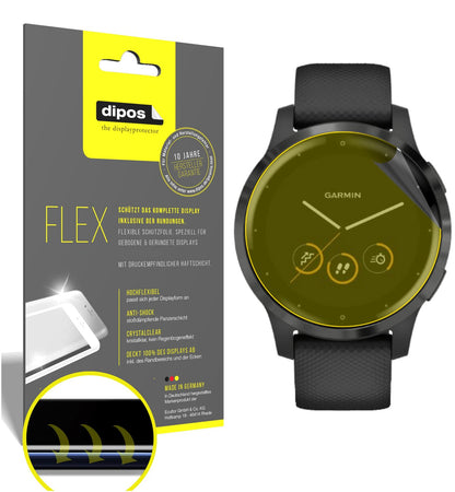 Klare Displayschutzfolie von dipos passend für Garmin Vivoactive 4 (44mm), 100% Displayabdeckung und blasenfreie Montage