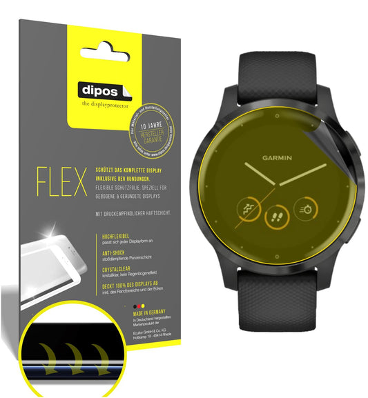 Klare Displayschutzfolie von dipos passend für Garmin Vivoactive 4 (44mm), 100% Displayabdeckung und blasenfreie Montage