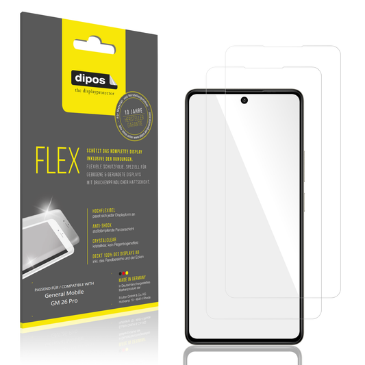 Klare Displayschutzfolie von dipos passend für General Mobile GM 26 Pro, 100% Displayabdeckung und blasenfreie Montage