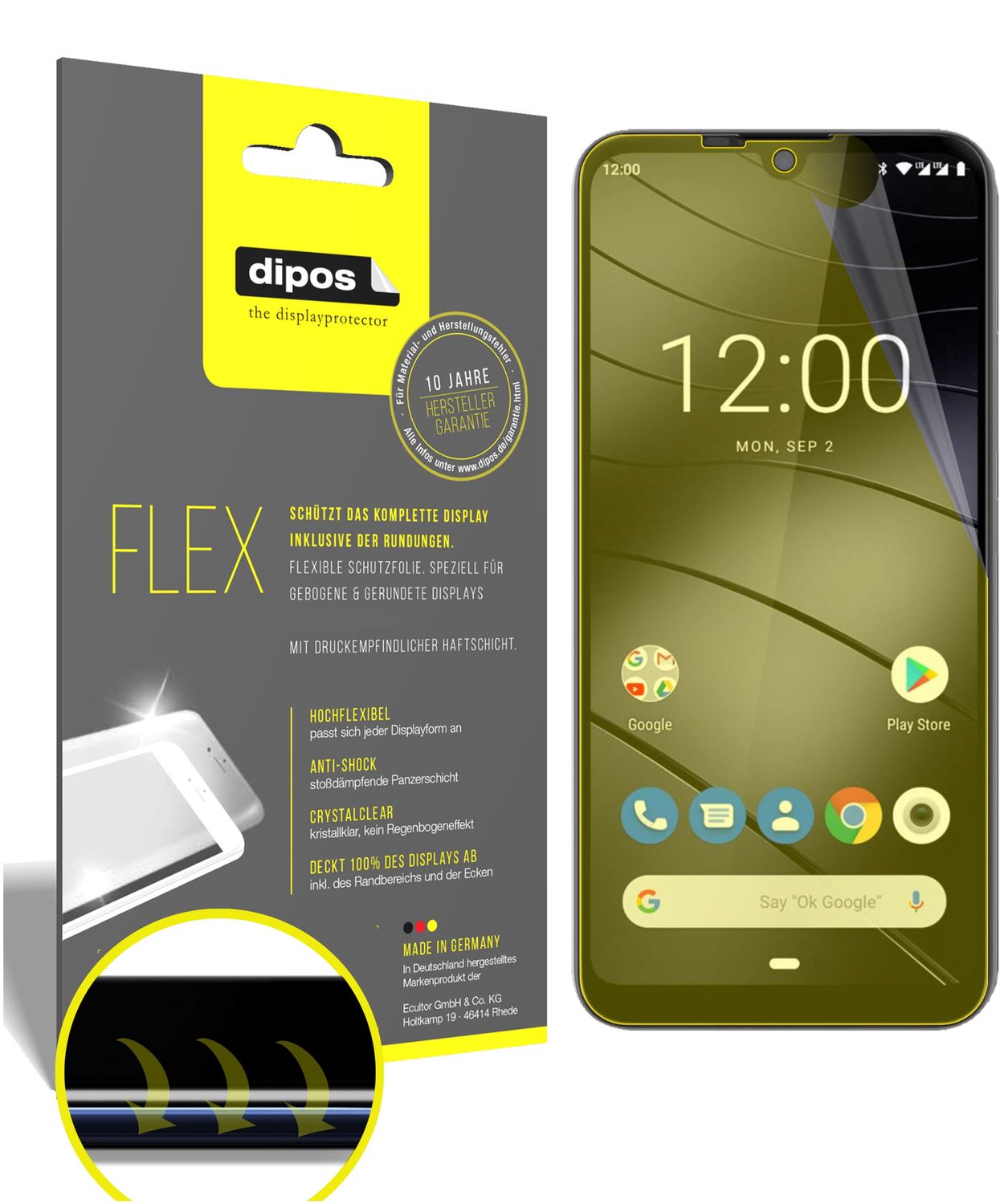 Klare Displayschutzfolie von dipos passend für Gigaset GS190, 100% Displayabdeckung und blasenfreie Montage