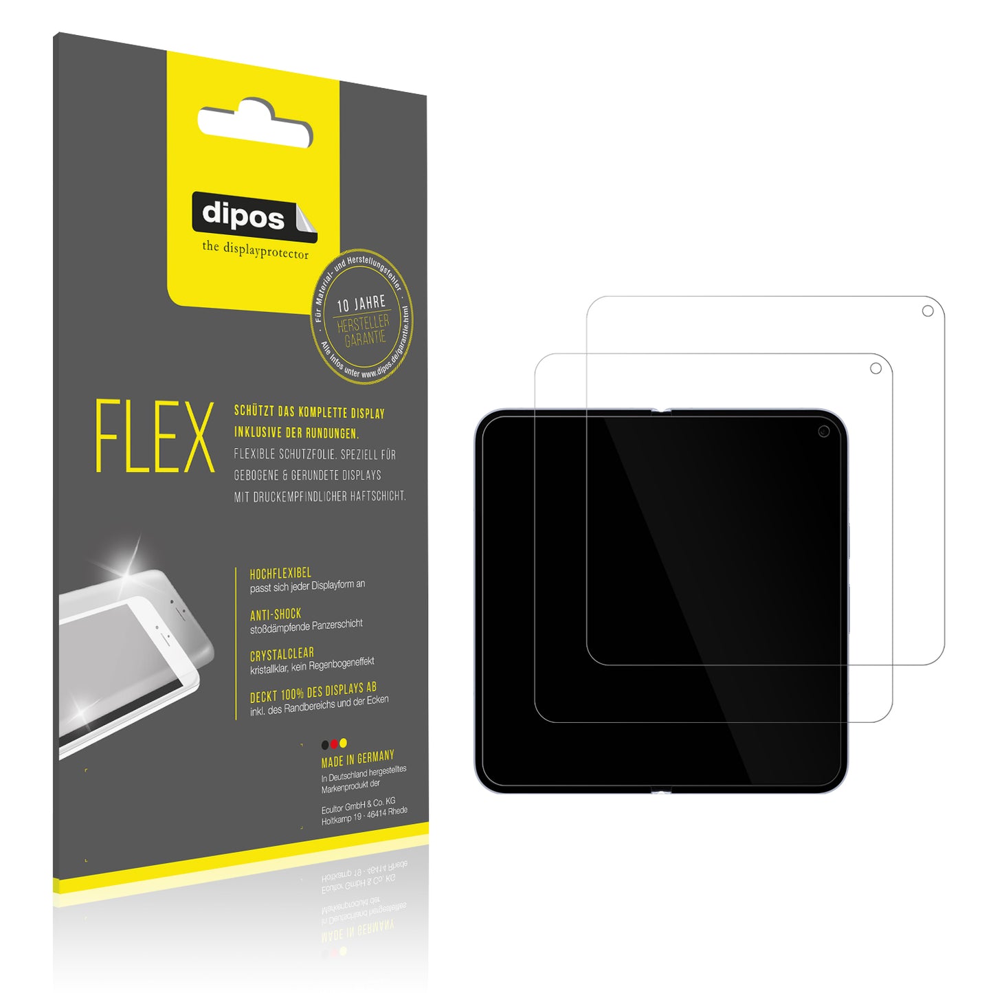Klare Displayschutzfolie von dipos passend für Google Pixel 10 Pro Fold Innenseite, 100% Displayabdeckung und blasenfreie Montage