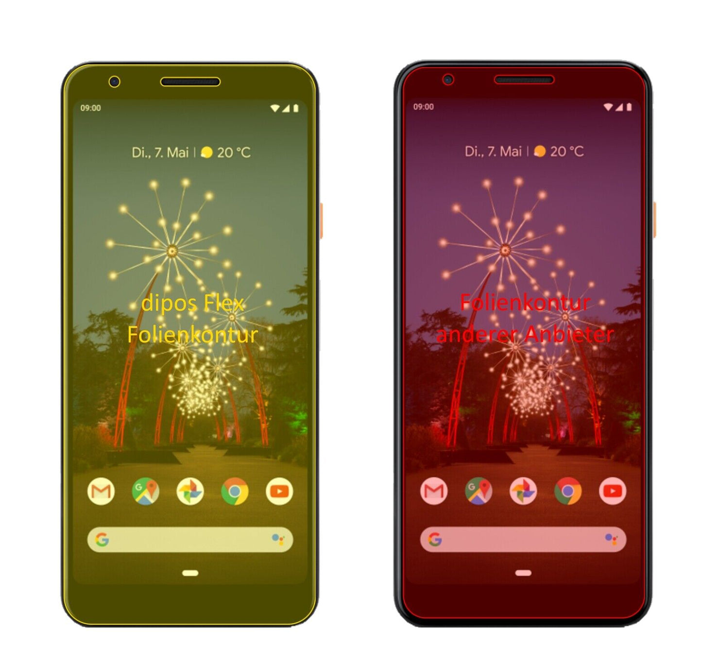 Klare Displayschutzfolie von dipos passend für Google Pixel 3a, 100% Displayabdeckung und blasenfreie Montage