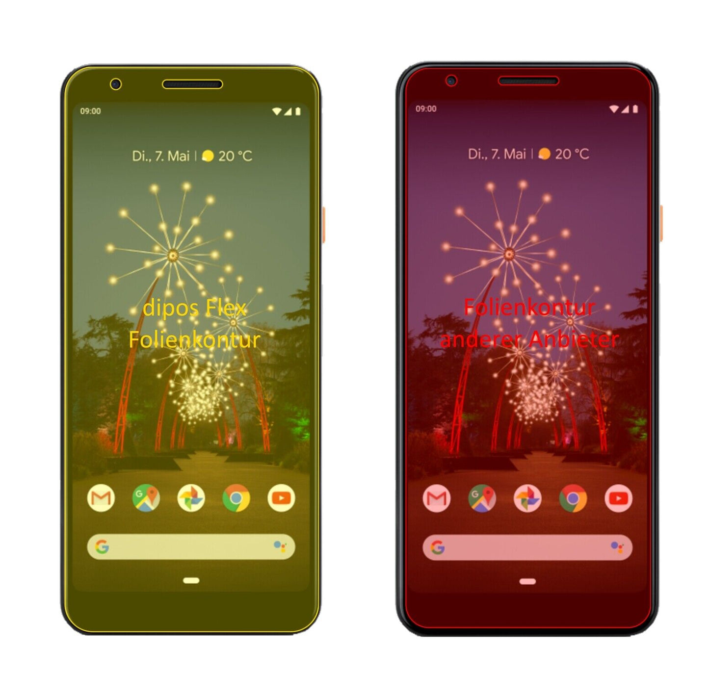 Klare Displayschutzfolie von dipos passend für Google Pixel 3a XL, 100% Displayabdeckung und blasenfreie Montage