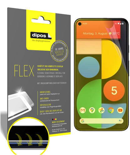 Klare Displayschutzfolie von dipos passend für Google Pixel 5, 100% Displayabdeckung und blasenfreie Montage