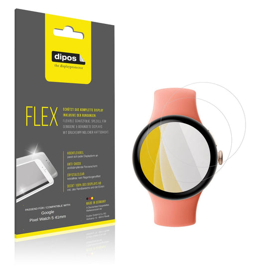 Klare Displayschutzfolie von dipos passend für Google Pixel Watch 5 41mm, 100% Displayabdeckung und blasenfreie Montage
