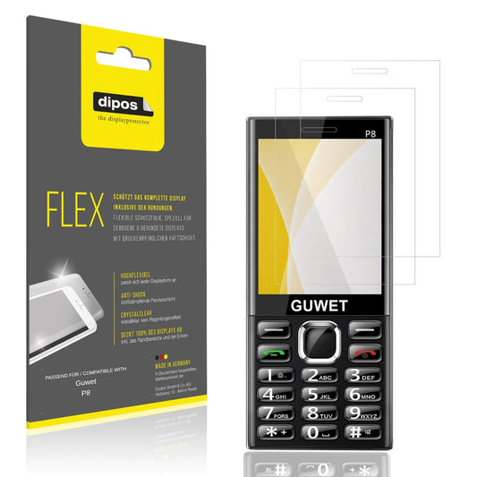 Klare Displayschutzfolie von dipos passend für Guwet P8, 100% Displayabdeckung und blasenfreie Montage