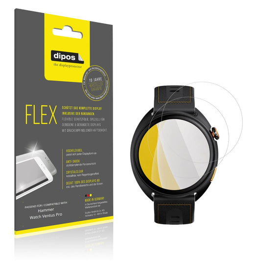 Klare Displayschutzfolie von dipos passend für Hammer Watch Ventus Pro, 100% Displayabdeckung und blasenfreie Montage