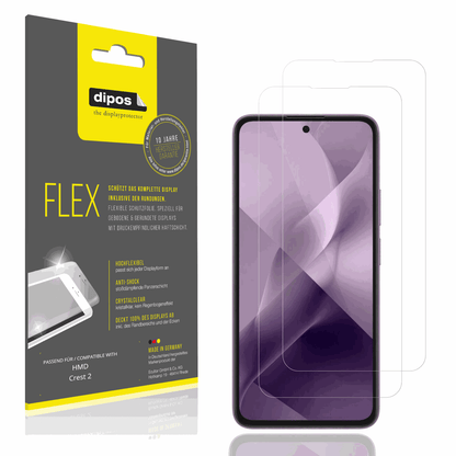 Klare Displayschutzfolie von dipos passend für HMD Crest 2, 100% Displayabdeckung und blasenfreie Montage