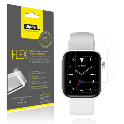 Klare Displayschutzfolie von dipos passend f�r HMD Watch P1, 100% Displayabdeckung und blasenfreie Montage