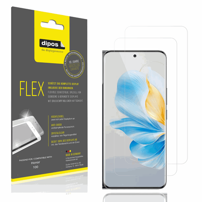 Klare Displayschutzfolie von dipos passend für Honor 100, 100% Displayabdeckung und blasenfreie Montage
