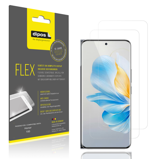 Klare Displayschutzfolie von dipos passend für Honor 100, 100% Displayabdeckung und blasenfreie Montage