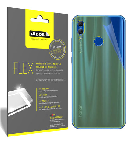 Klare Displayschutzfolie von dipos passend für Honor 10i Rückseite, 100% Displayabdeckung und blasenfreie Montage