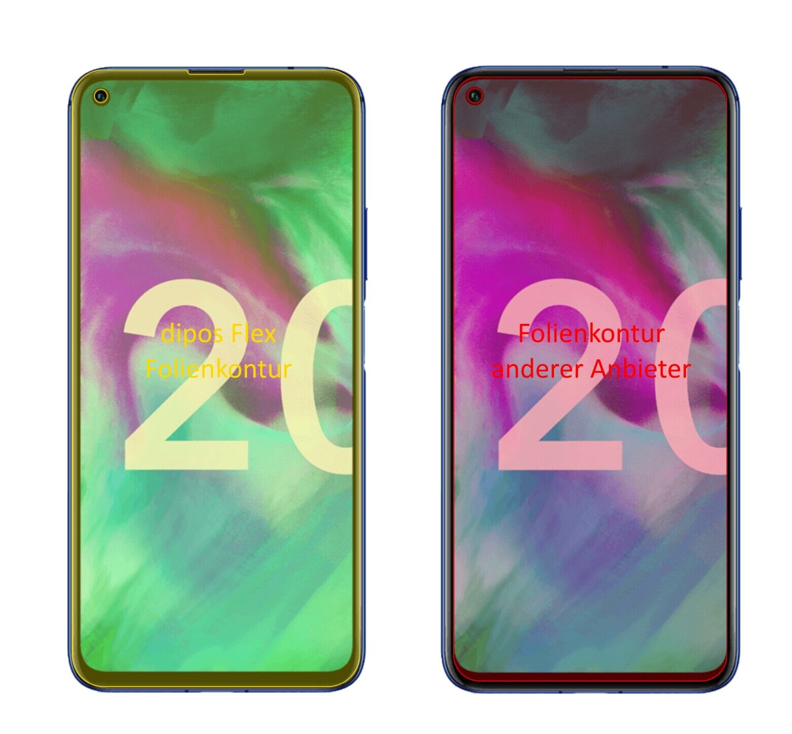 Klare Displayschutzfolie von dipos passend für Honor 20 Pro, 100% Displayabdeckung und blasenfreie Montage