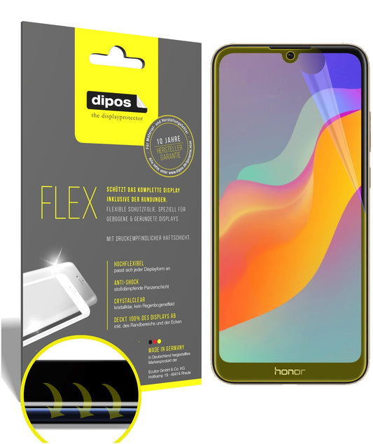 Klare Displayschutzfolie von dipos passend für Honor 8A Pro, 100% Displayabdeckung und blasenfreie Montage