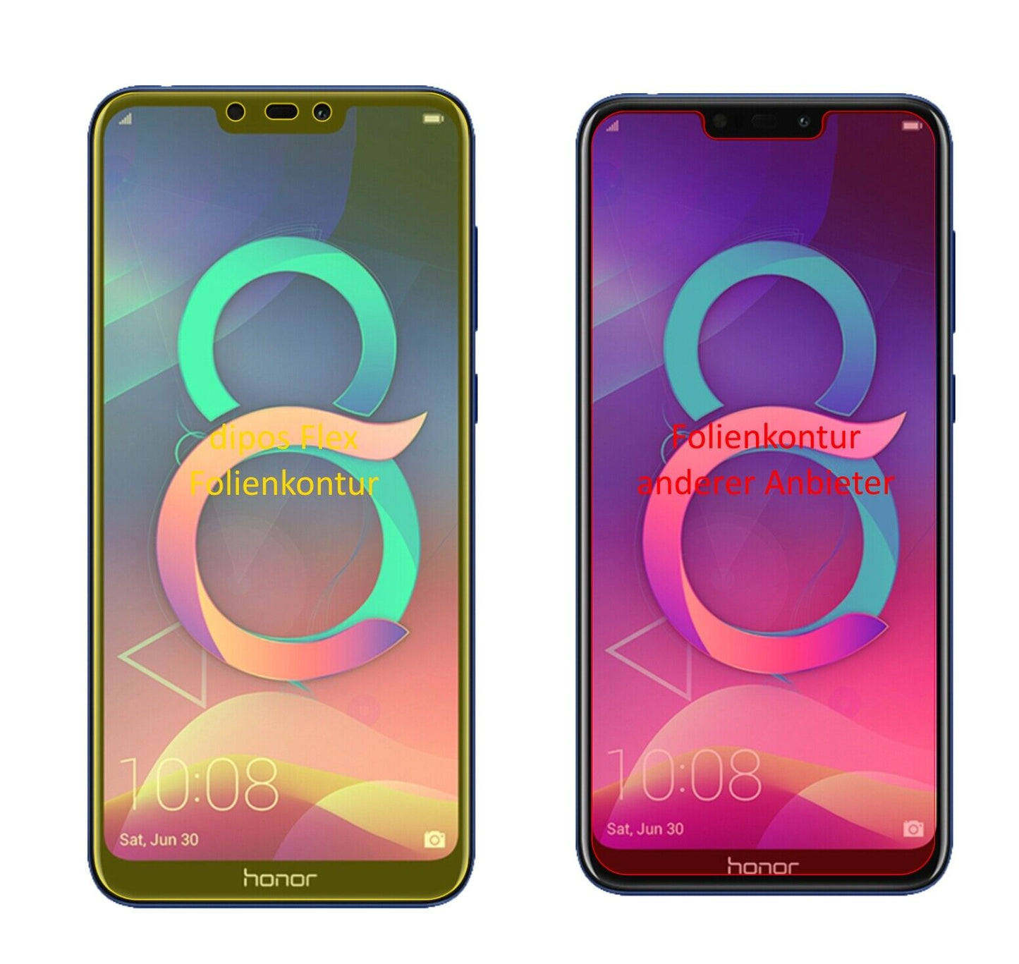 Klare Displayschutzfolie von dipos passend für Honor 8C, 100% Displayabdeckung und blasenfreie Montage