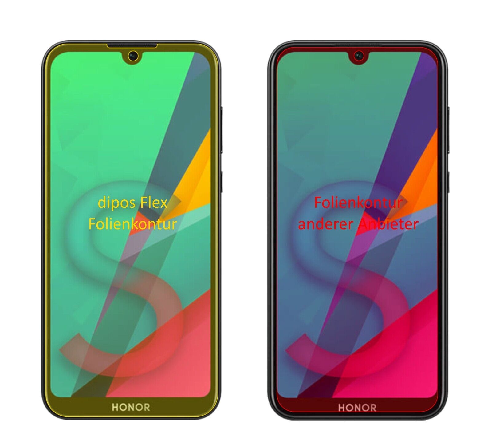 Klare Displayschutzfolie von dipos passend für Honor 8S, 100% Displayabdeckung und blasenfreie Montage