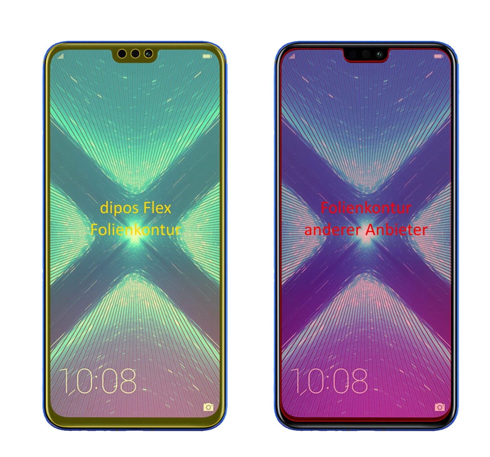 Klare Displayschutzfolie von dipos passend für Honor 8X, 100% Displayabdeckung und blasenfreie Montage