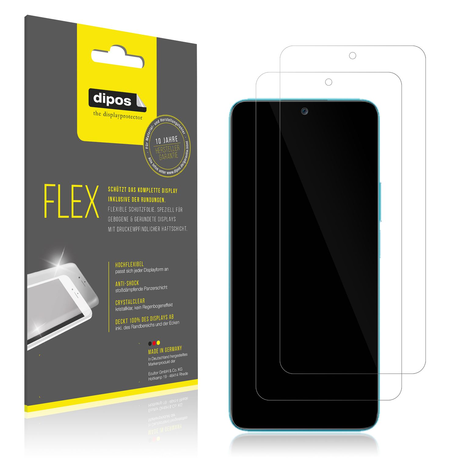 Klare Displayschutzfolie von dipos passend für Honor 90, 100% Displayabdeckung und blasenfreie Montage
