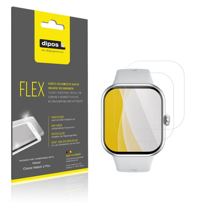 Klare Displayschutzfolie von dipos passend für Honor Choice Watch 2 Pro, 100% Displayabdeckung und blasenfreie Montage