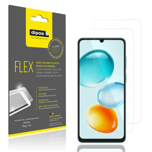 Klare Displayschutzfolie von dipos passend für Honor Play 11C, 100% Displayabdeckung und blasenfreie Montage