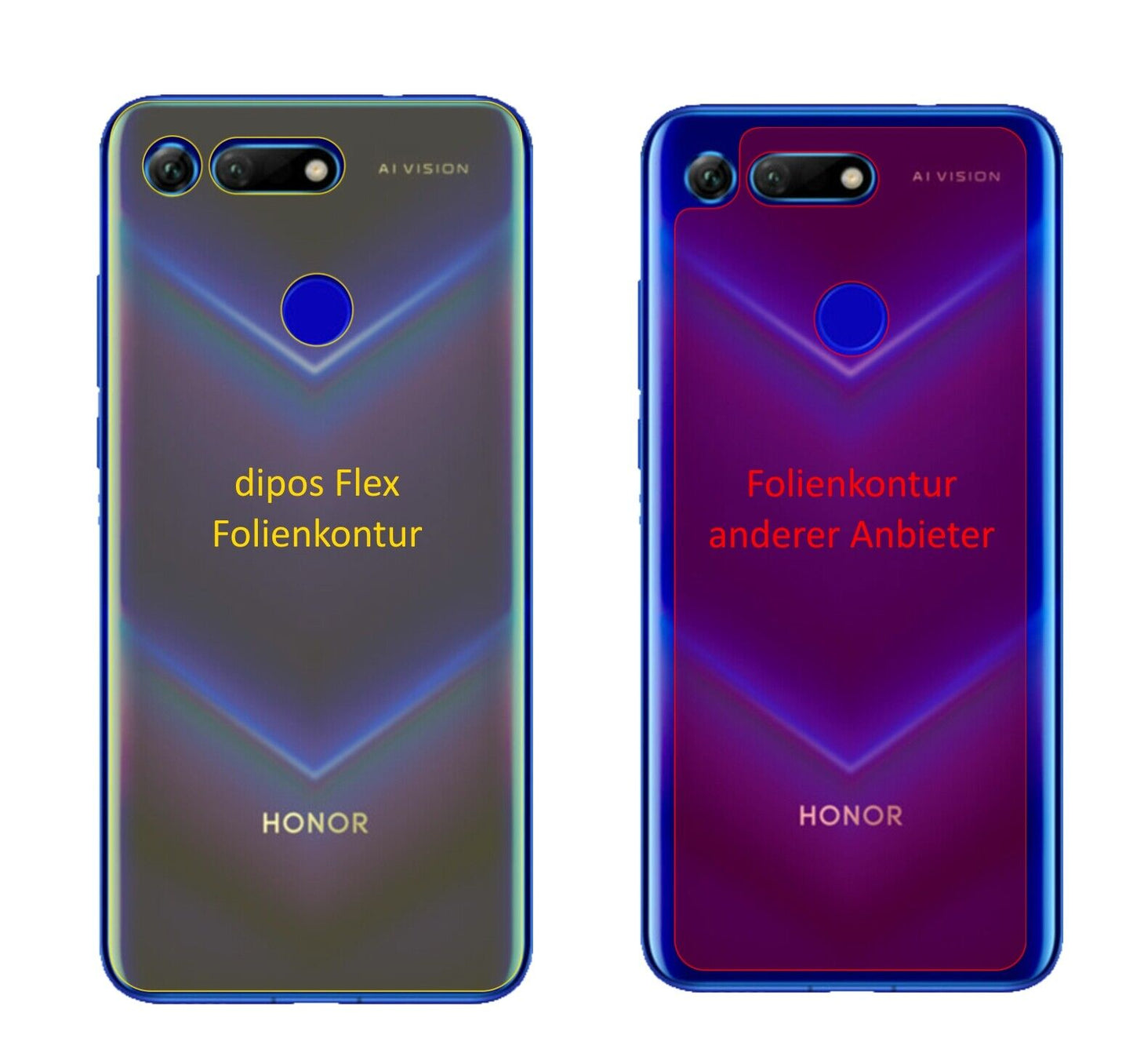 Klare Displayschutzfolie von dipos passend für Honor View 20 Rückseite, 100% Displayabdeckung und blasenfreie Montage