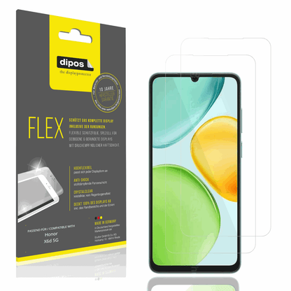Klare Displayschutzfolie von dipos passend für Honor X6d 5G, 100% Displayabdeckung und blasenfreie Montage