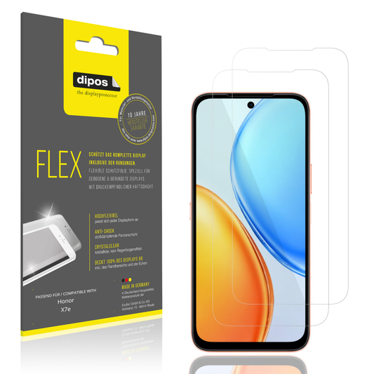 Klare Displayschutzfolie von dipos passend für Honor X7e, 100% Displayabdeckung und blasenfreie Montage
