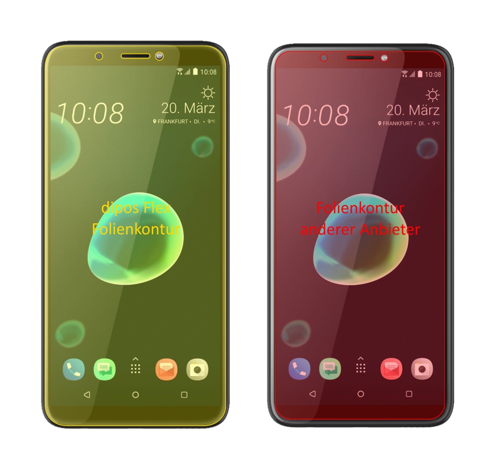 Klare Displayschutzfolie von dipos passend für HTC Desire 12 Plus, 100% Displayabdeckung und blasenfreie Montage