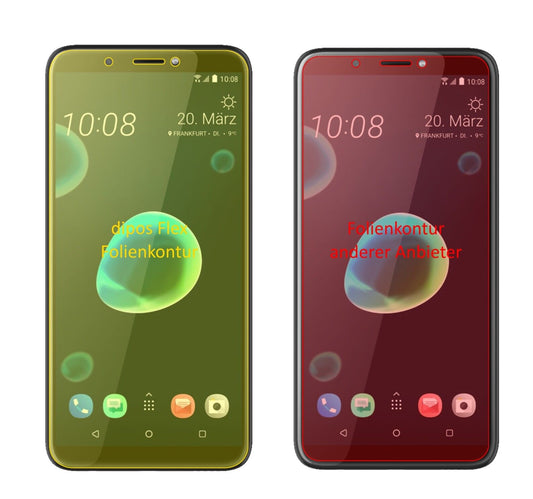 Klare Displayschutzfolie von dipos passend für HTC Desire 12 Plus, 100% Displayabdeckung und blasenfreie Montage