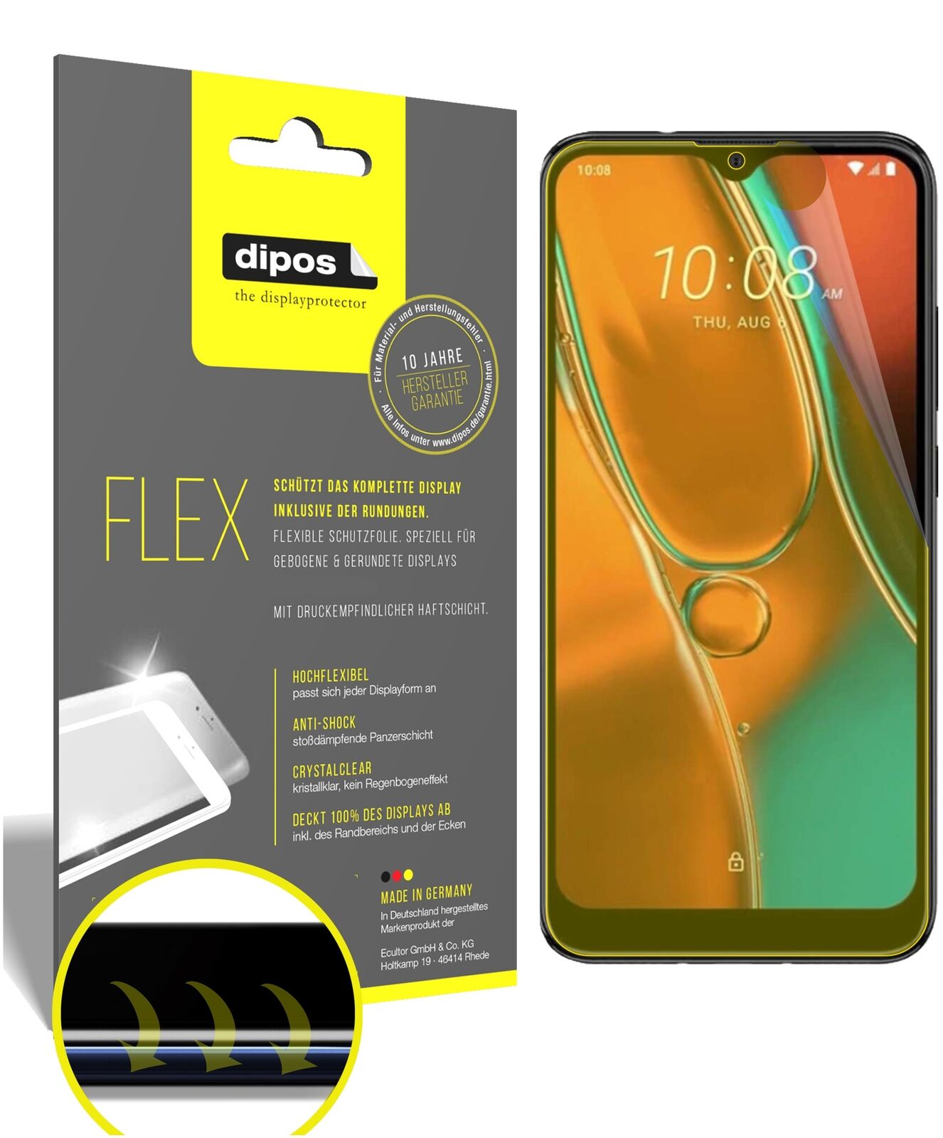 Klare Displayschutzfolie von dipos passend für HTC Wildfire E2, 100% Displayabdeckung und blasenfreie Montage