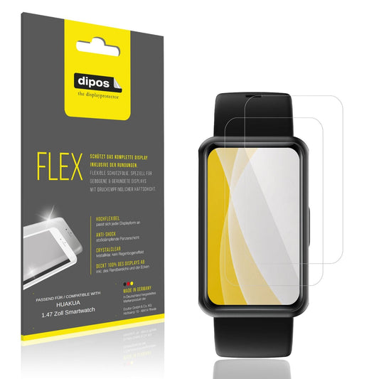 Klare Displayschutzfolie von dipos passend für HUAKUA 1.47 Zoll Smartwatch, 100% Displayabdeckung und blasenfreie Montage