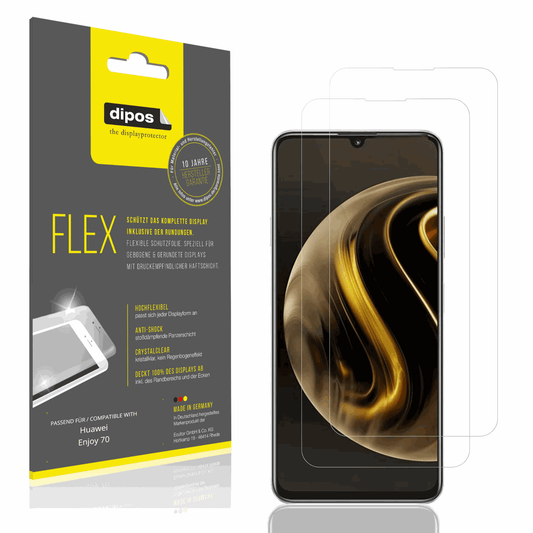 Klare Displayschutzfolie von dipos passend für Huawei Enjoy 70, 100% Displayabdeckung und blasenfreie Montage