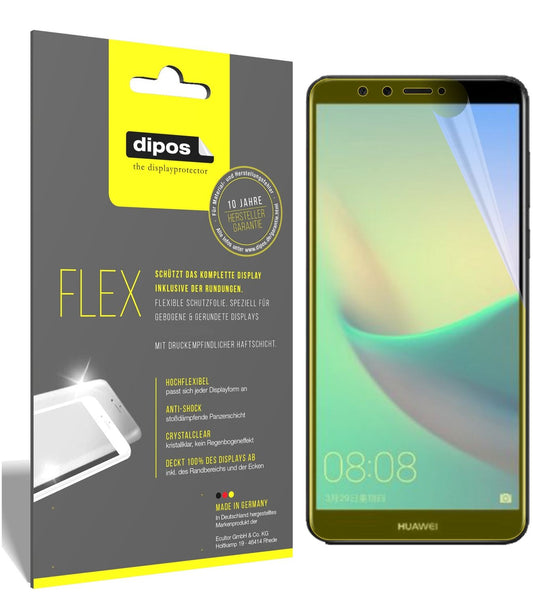 Klare Displayschutzfolie von dipos passend für Huawei Enjoy 8, 100% Displayabdeckung und blasenfreie Montage
