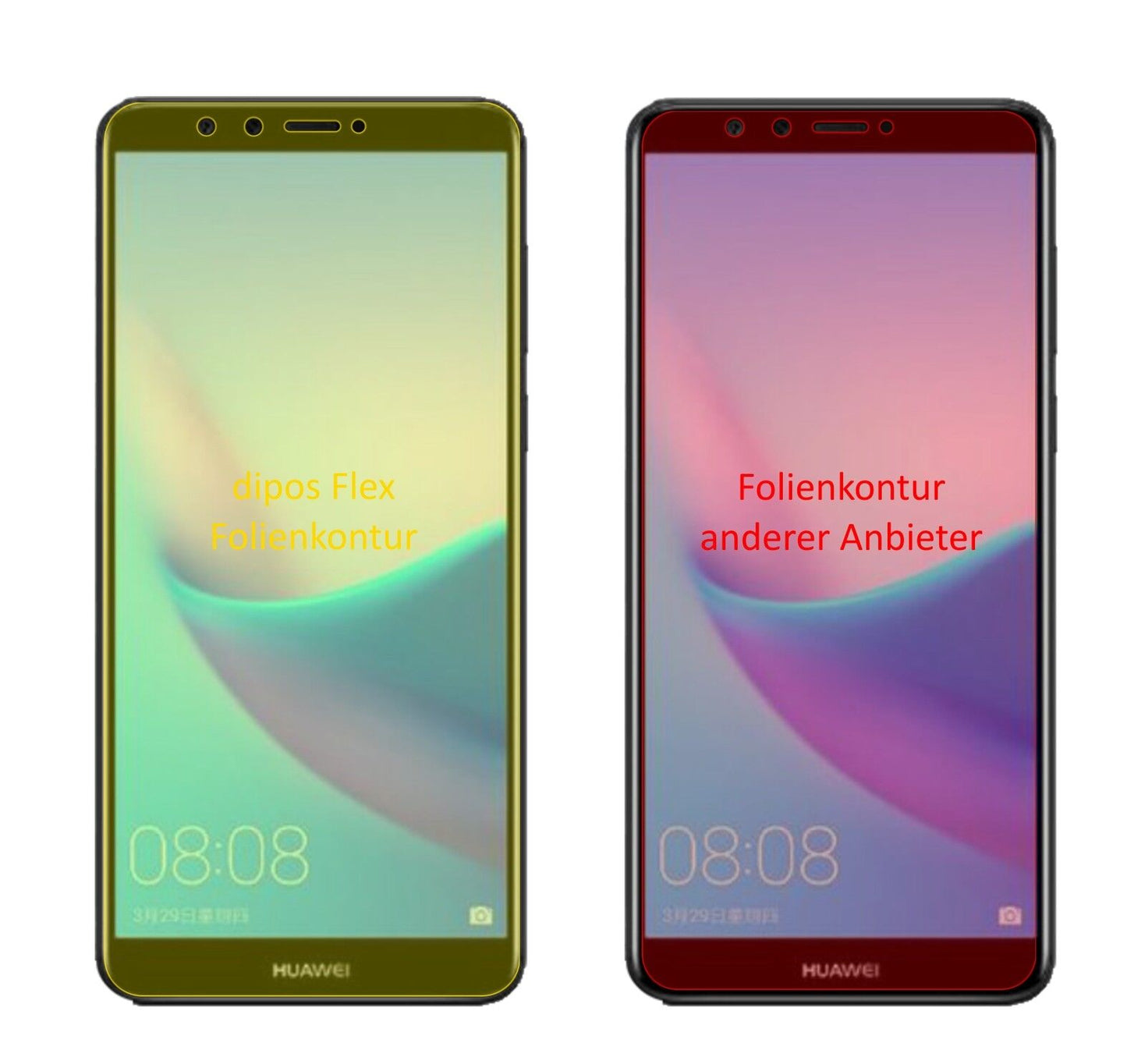 Klare Displayschutzfolie von dipos passend für Huawei Enjoy 8 Plus, 100% Displayabdeckung und blasenfreie Montage