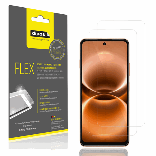 Klare Displayschutzfolie von dipos passend für Huawei Enjoy 90m Plus, 100% Displayabdeckung und blasenfreie Montage