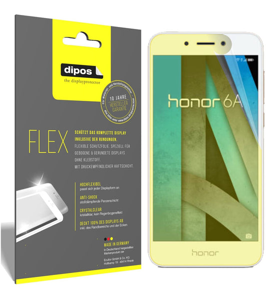 Klare Displayschutzfolie von dipos passend für Huawei Honor 6A, 100% Displayabdeckung und blasenfreie Montage