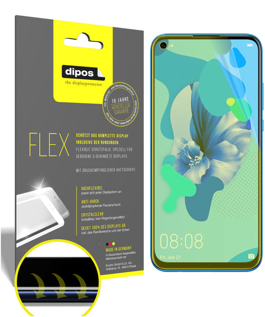 Klare Displayschutzfolie von dipos passend für Huawei nova 5i, 100% Displayabdeckung und blasenfreie Montage