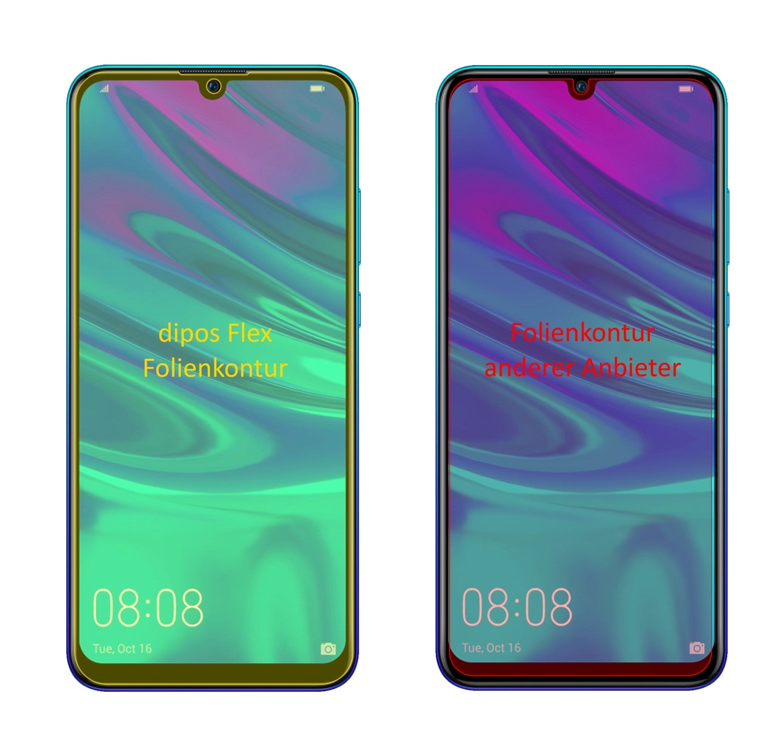 Klare Displayschutzfolie von dipos passend für Huawei P Smart (2019), 100% Displayabdeckung und blasenfreie Montage
