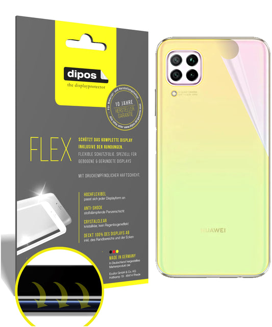 Klare Displayschutzfolie von dipos passend für Huawei P40 Lite Rückseite, 100% Displayabdeckung und blasenfreie Montage
